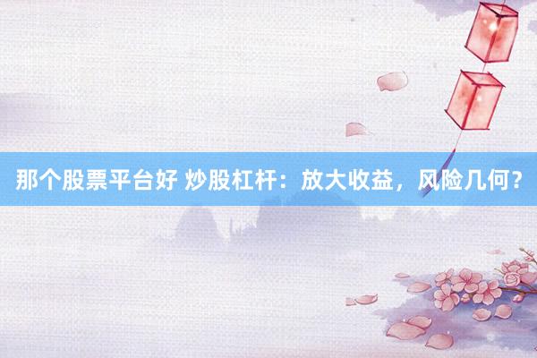 那个股票平台好 炒股杠杆：放大收益，风险几何？