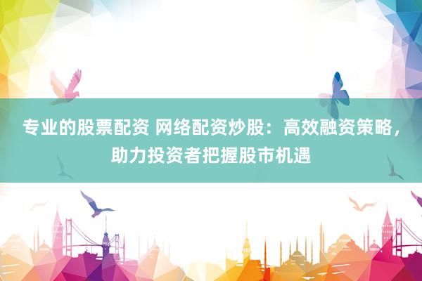 专业的股票配资 网络配资炒股：高效融资策略，助力投资者把握股市机遇