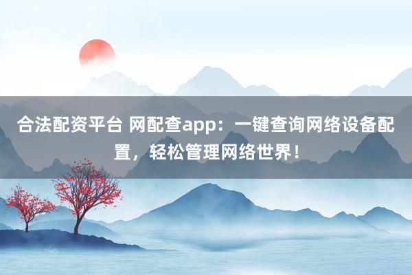 合法配资平台 网配查app：一键查询网络设备配置，轻松管理网络世界！