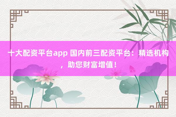 十大配资平台app 国内前三配资平台：精选机构，助您财富增值！