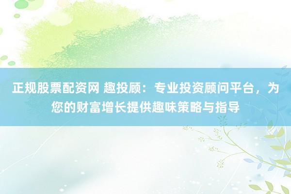 正规股票配资网 趣投顾：专业投资顾问平台，为您的财富增长提供趣味策略与指导
