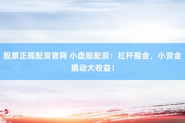 股票正规配资官网 小盘股配资：杠杆掘金，小资金撬动大收益！