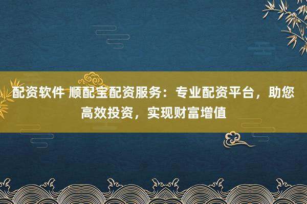 配资软件 顺配宝配资服务：专业配资平台，助您高效投资，实现财富增值