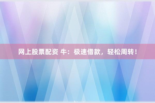 网上股票配资 牛：极速借款，轻松周转！