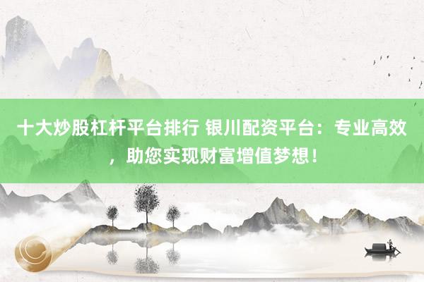 十大炒股杠杆平台排行 银川配资平台：专业高效，助您实现财富增值梦想！