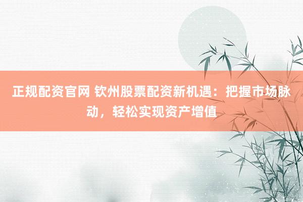 正规配资官网 钦州股票配资新机遇：把握市场脉动，轻松实现资产增值