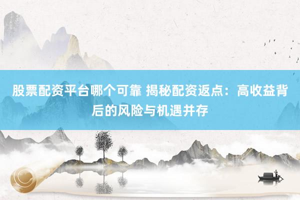 股票配资平台哪个可靠 揭秘配资返点：高收益背后的风险与机遇并存