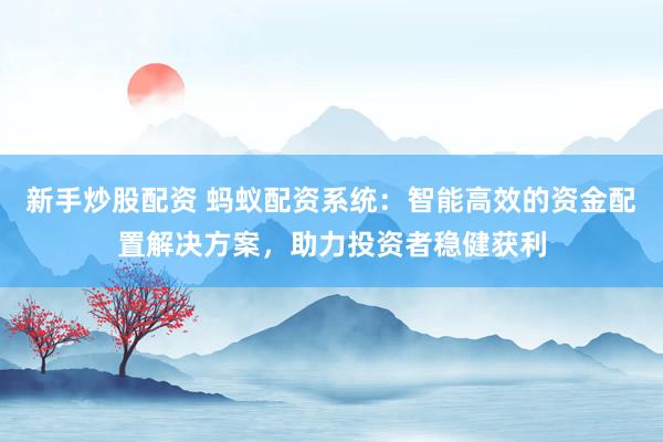 新手炒股配资 蚂蚁配资系统:智能高效的资金配置解决方案,助力投资者稳健获利