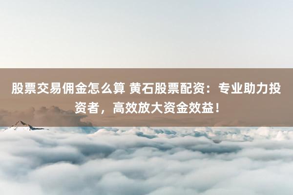 股票交易佣金怎么算 黄石股票配资：专业助力投资者，高效放大资金效益！