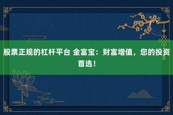 股票正规的杠杆平台 金富宝：财富增值，您的投资首选！