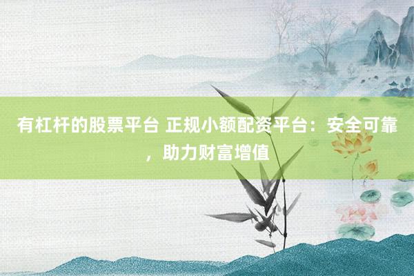 有杠杆的股票平台 正规小额配资平台：安全可靠，助力财富增值
