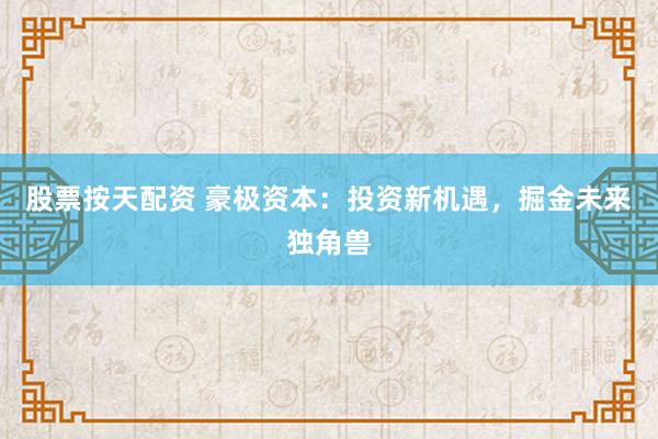 股票按天配资 豪极资本：投资新机遇，掘金未来独角兽