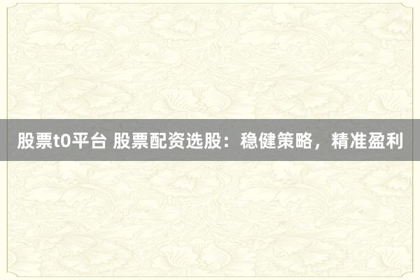 股票t0平台 股票配资选股：稳健策略，精准盈利