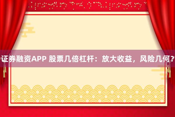 证券融资APP 股票几倍杠杆：放大收益，风险几何？