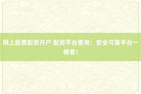 网上股票配资开户 配资平台查询：安全可靠平台一键查！